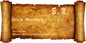 Bock Norbert névjegykártya